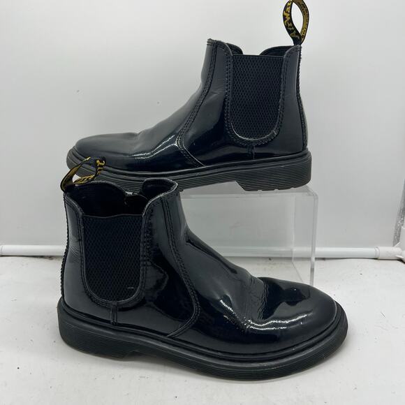 Dr. Martens Shoes - Dr. Martens Booties Boots Womens 5 Black Patent Chelsea Slip Resistant Ankle
